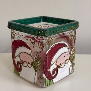 Santa Glass Candle Holder